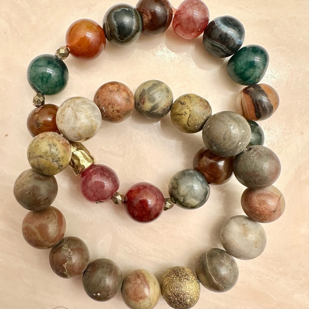 2 African moldavite bloodstones plus 2 free bracelets retail $250 Nwot